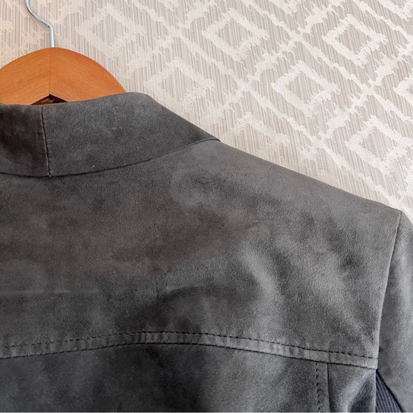 Muubaa Women's Lamb Leather Drape Style Jacket Charcoal Size 10 - Picture 7 of 7